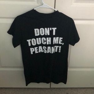 Black top with white lettering